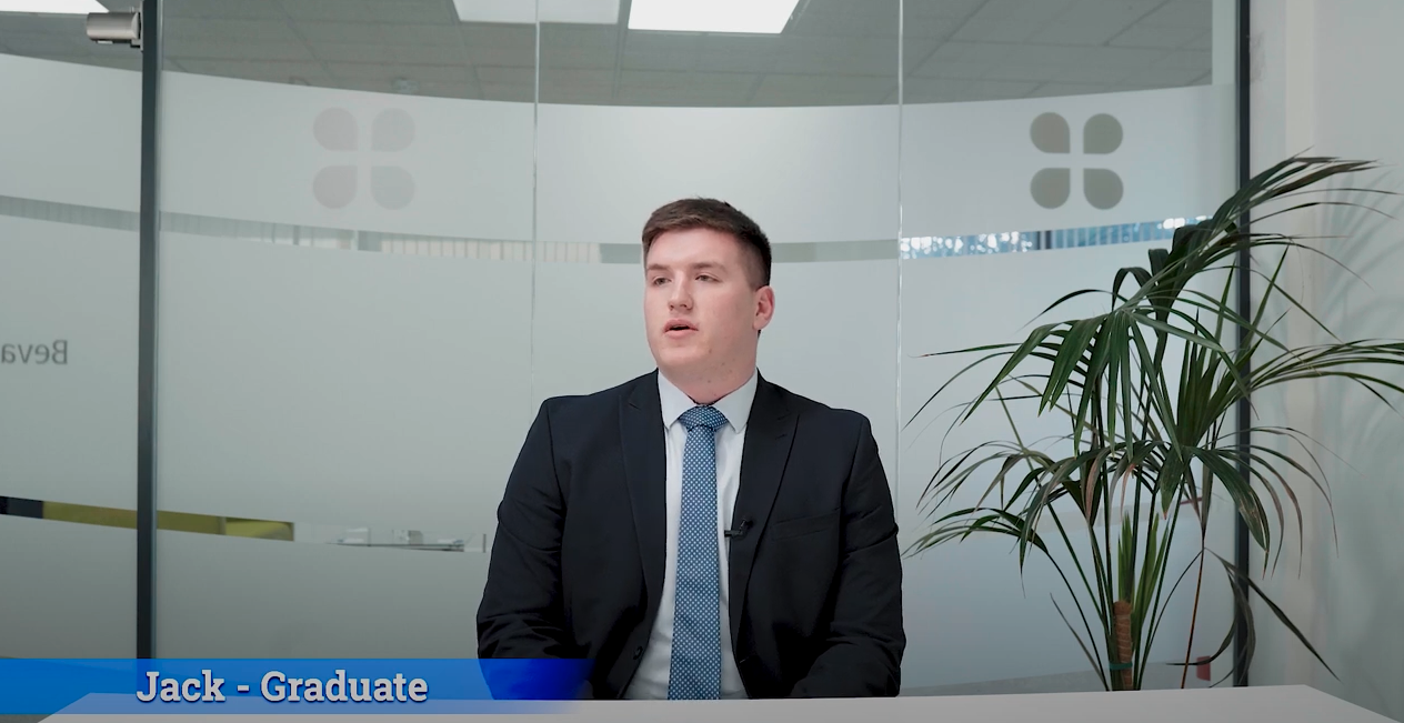 Still from Working at Bevan Buckland video showing Graduate interview